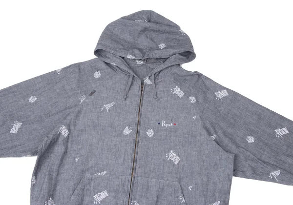 Papas Embroidery Chambray Zip Hoodie K-164504_002