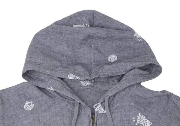 Papas Embroidery Chambray Zip Hoodie K-164504_003