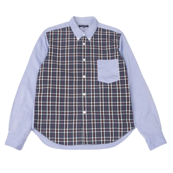 COMME des GARCONS HOMME Check Front Switching Shirt Navy,Sky blue S K-164509_001