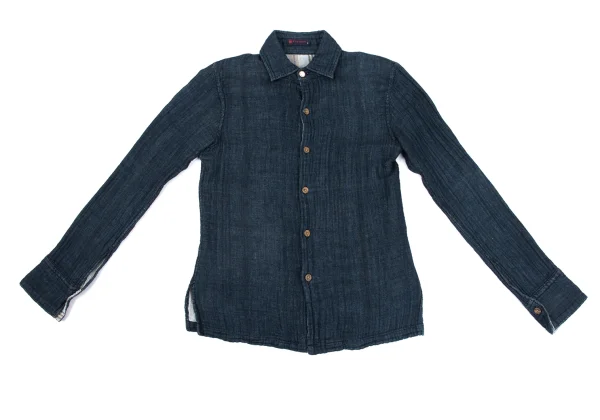 45rpm 45R Striped Indigo Dyed Cotton Gauze Shirt K-164525_002