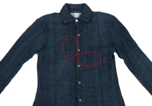 45rpm 45R Striped Indigo Dyed Cotton Gauze Shirt K-164525_003