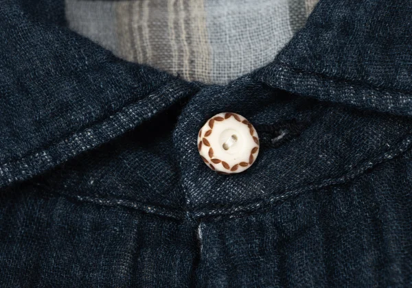 45rpm 45R Striped Indigo Dyed Cotton Gauze Shirt K-164525_008