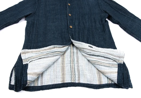 45rpm 45R Striped Indigo Dyed Cotton Gauze Shirt K-164525_013
