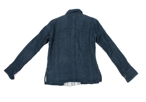 45rpm 45R Striped Indigo Dyed Cotton Gauze Shirt K-164525_014