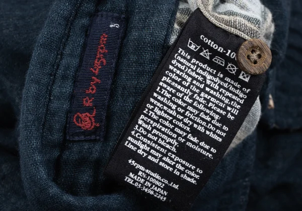 45rpm 45R Striped Indigo Dyed Cotton Gauze Shirt K-164525_018