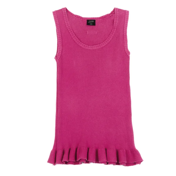 Jean Paul GAULTIER FEMME Cotton Hem Frill Rib Knit Tank Top K-164529_002