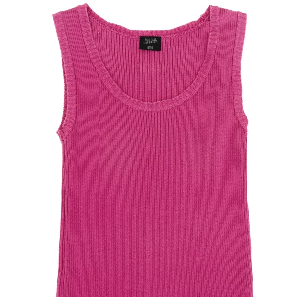 Jean Paul GAULTIER FEMME Cotton Hem Frill Rib Knit Tank Top K-164529_003
