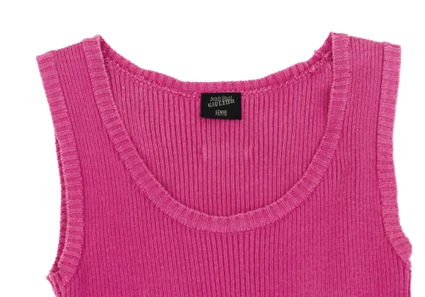 Jean Paul GAULTIER FEMME Cotton Hem Frill Rib Knit Tank Top K-164529_004