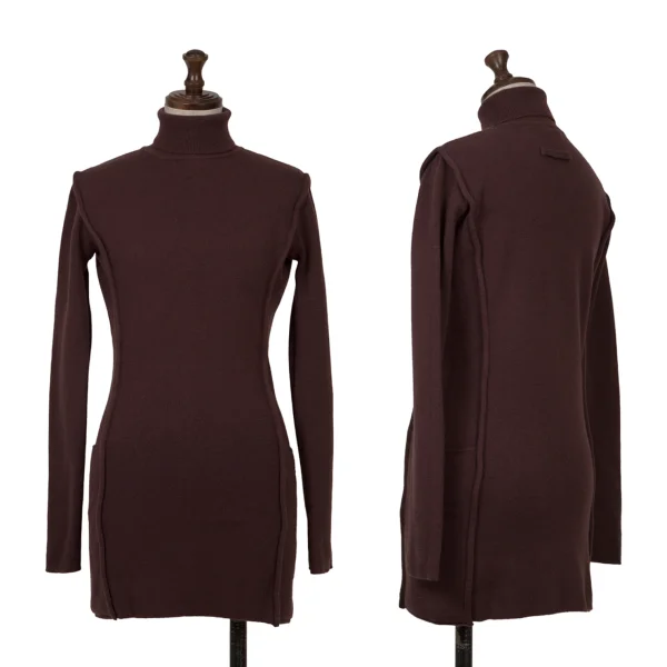 Jean Paul GAULTIER FEMME Wool Outseam High Neck Knit Sweater Bordeaux 40 K-164532_001