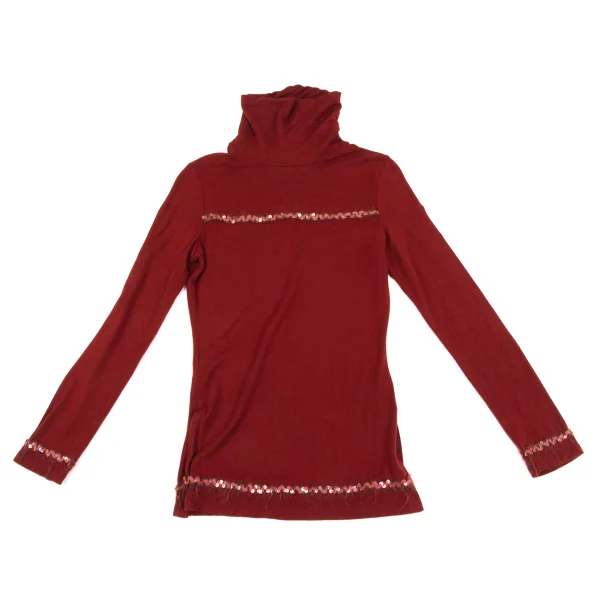 Jean Paul GAULTIER FEMME Floral Sequin Embellished High Neck T-shirt K-164533_002