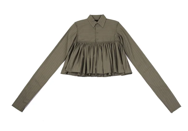 Jean Paul GAULTIER FEMME Gathered Ruffle Striped Blouse K-164536_002