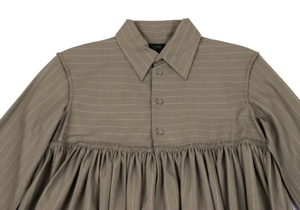 Jean Paul GAULTIER FEMME Gathered Ruffle Striped Blouse K-164536_003