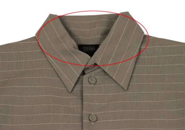 Jean Paul GAULTIER FEMME Gathered Ruffle Striped Blouse K-164536_004