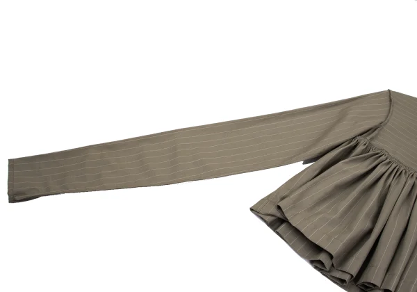 Jean Paul GAULTIER FEMME Gathered Ruffle Striped Blouse K-164536_007