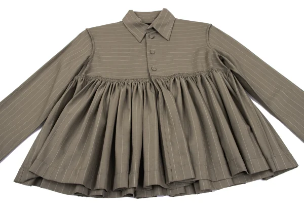 Jean Paul GAULTIER FEMME Gathered Ruffle Striped Blouse K-164536_010