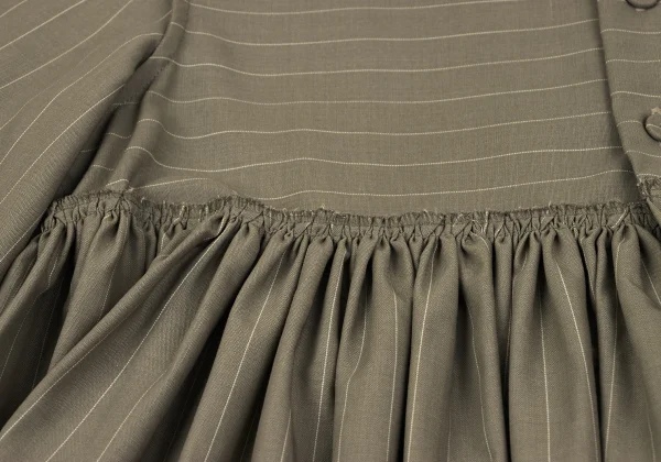 Jean Paul GAULTIER FEMME Gathered Ruffle Striped Blouse K-164536_011