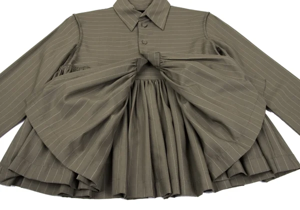 Jean Paul GAULTIER FEMME Gathered Ruffle Striped Blouse K-164536_012