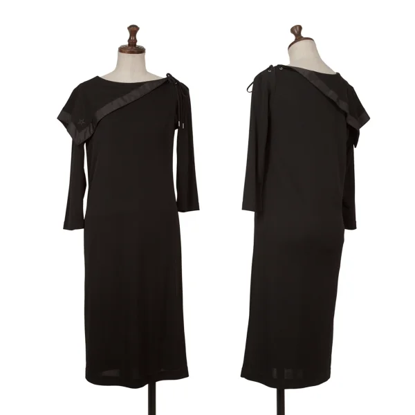 Jean Paul GAULTIER FOR SEPT PREMIERES Star Embroidery Asymmetry Collar Dress Black 36 K-164542_001