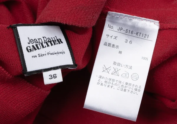 Jean Paul GAULTIER FOR SEPT PREMIERES Cotton Asymmetry V-neck Knit K-164543_012