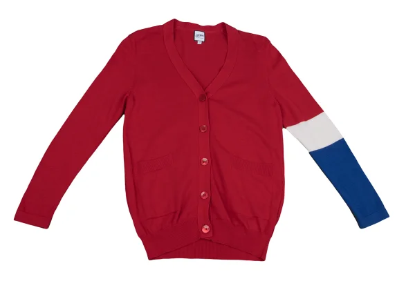 Jean Paul GAULTIER FOR SEPT PREMIERES Tricolor Sleeves Cotton Knit Cardigan K-164544_002