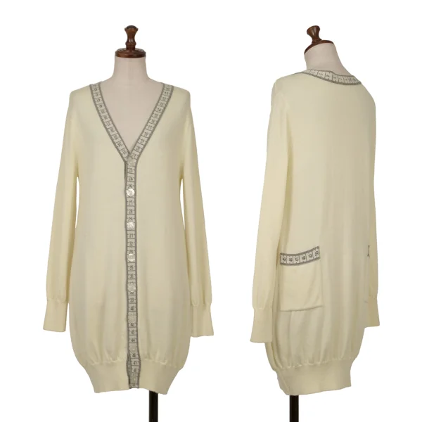 Jean Paul GAULTIER FOR SEPT PREMIERES Wool Blend Major Knit Cardigan Cream 38 K-164546_001