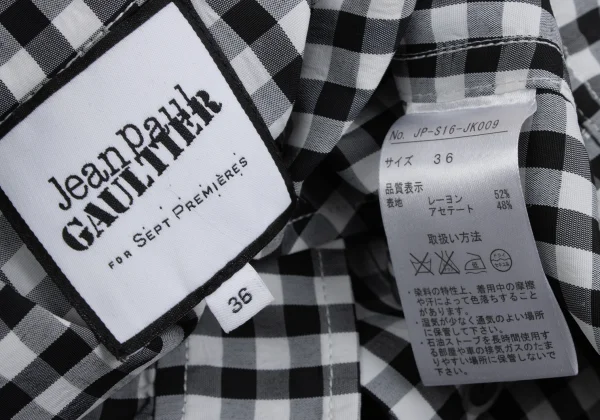 Jean Paul GAULTIER FOR SEPT PREMIERES Gingham Check Short Trucker Jacket K-164548_016