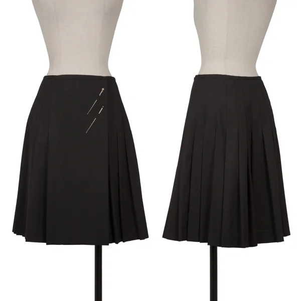 ジャンポールゴルチエ フォー セットプルミエJean Paul GAULTIER FOR SEPT PREMIERES ウールプリーツラップスカート 黒38 K-164551_001