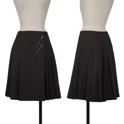 ジャンポールゴルチエ フォー セットプルミエJean Paul GAULTIER FOR SEPT PREMIERES ウールプリーツラップスカート 黒
