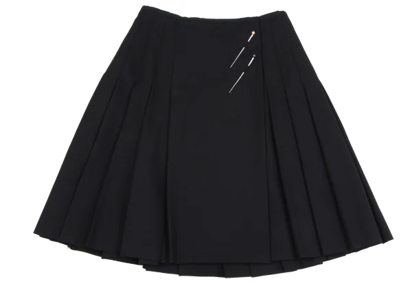 ジャンポールゴルチエ フォー セットプルミエJean Paul GAULTIER FOR SEPT PREMIERES ウールプリーツラップスカート 黒38 K-164551_002