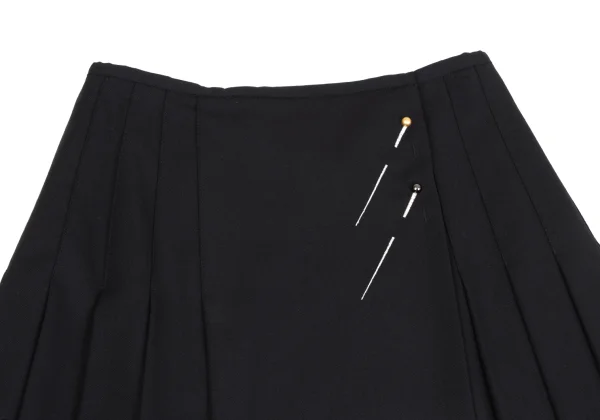 ジャンポールゴルチエ フォー セットプルミエJean Paul GAULTIER FOR SEPT PREMIERES ウールプリーツラップスカート 黒38 K-164551_003