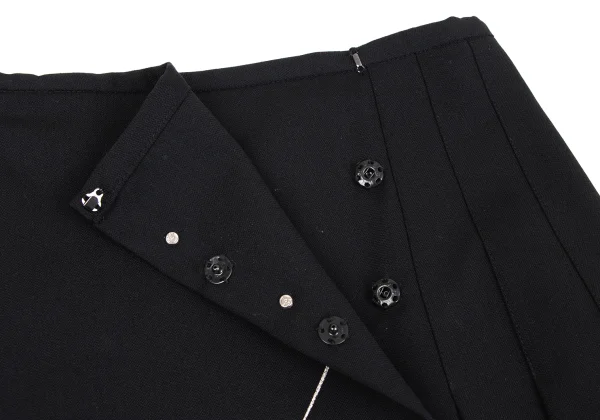 ジャンポールゴルチエ フォー セットプルミエJean Paul GAULTIER FOR SEPT PREMIERES ウールプリーツラップスカート 黒38 K-164551_005