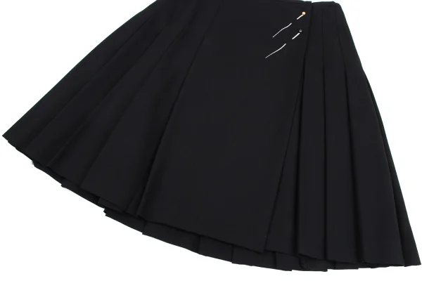 ジャンポールゴルチエ フォー セットプルミエJean Paul GAULTIER FOR SEPT PREMIERES ウールプリーツラップスカート 黒38 K-164551_006