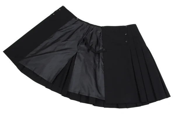 ジャンポールゴルチエ フォー セットプルミエJean Paul GAULTIER FOR SEPT PREMIERES ウールプリーツラップスカート 黒38 K-164551_007