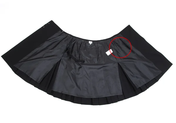 ジャンポールゴルチエ フォー セットプルミエJean Paul GAULTIER FOR SEPT PREMIERES ウールプリーツラップスカート 黒38 K-164551_009