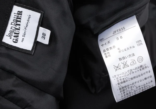 ジャンポールゴルチエ フォー セットプルミエJean Paul GAULTIER FOR SEPT PREMIERES ウールプリーツラップスカート 黒38 K-164551_013