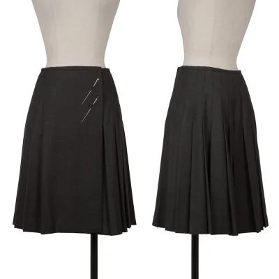 Jean Paul GAULTIER FOR SEPT PREMIERES Wool Stretch Pleats Wrap Skirt