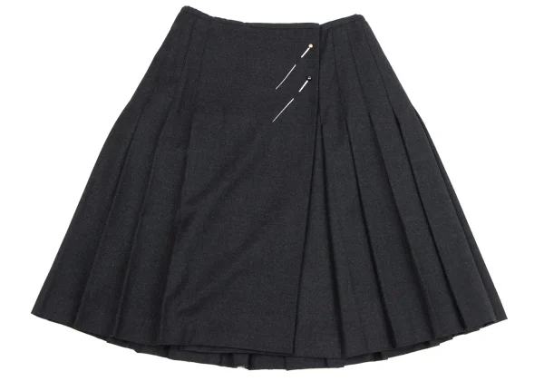 Jean Paul GAULTIER FOR SEPT PREMIERES Wool Stretch Pleats Wrap Skirt K-164552_002