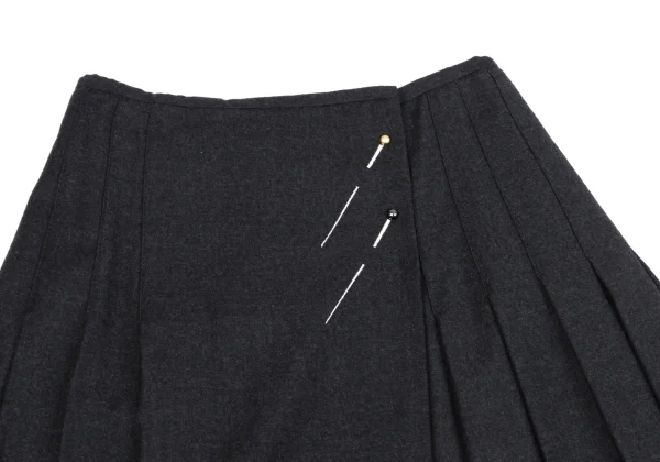 Jean Paul GAULTIER FOR SEPT PREMIERES Wool Stretch Pleats Wrap Skirt K-164552_003
