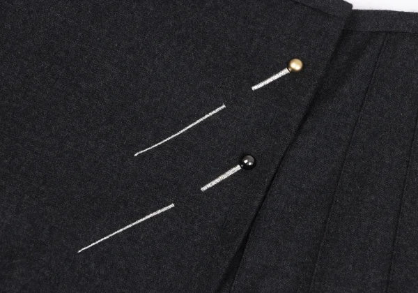 Jean Paul GAULTIER FOR SEPT PREMIERES Wool Stretch Pleats Wrap Skirt K-164552_004