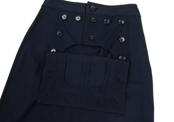 ジャンポールゴルチエ フォー セットプルミエJean Paul GAULTIER FOR SEPT PREMIERES レーヨンポリバックレースアップスカート 紺36 K-164554_006