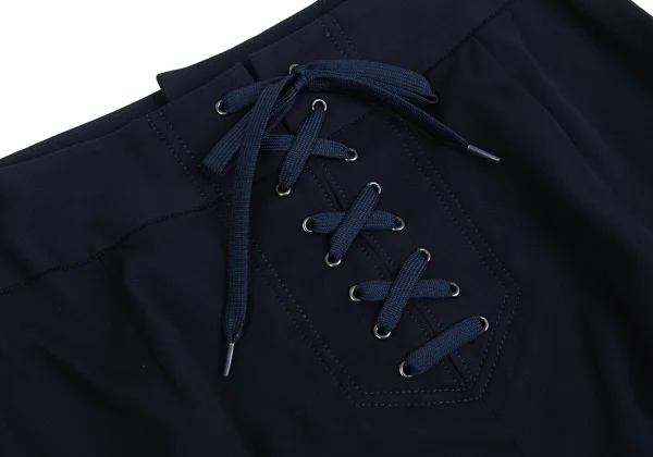 ジャンポールゴルチエ フォー セットプルミエJean Paul GAULTIER FOR SEPT PREMIERES レーヨンポリバックレースアップスカート 紺36 K-164554_014