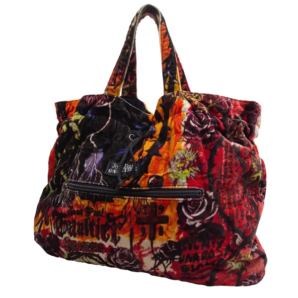 Jean Paul GAULTIER Graphic Printed Velour Tote Bag Multi-Color  K-164555_001