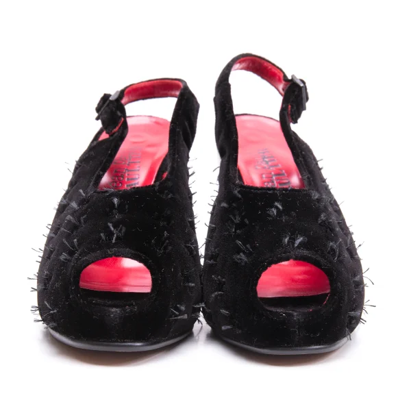 Jean Paul GAULTIER Stitch Velour Heel Open Toe Pumps K-164556_004