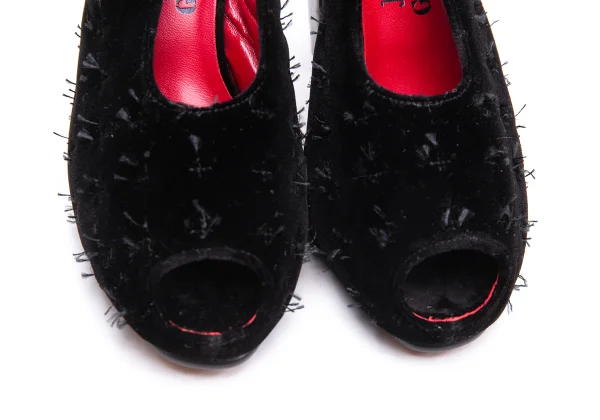 Jean Paul GAULTIER Stitch Velour Heel Open Toe Pumps K-164556_005