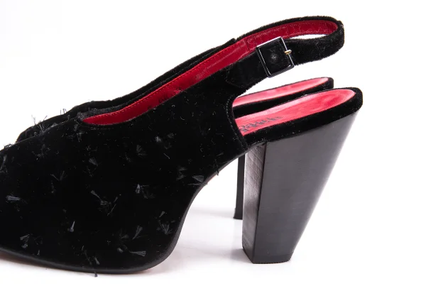 Jean Paul GAULTIER Stitch Velour Heel Open Toe Pumps K-164556_006