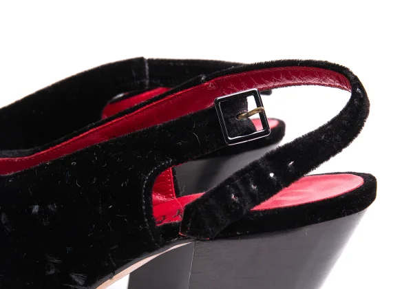 Jean Paul GAULTIER Stitch Velour Heel Open Toe Pumps K-164556_007