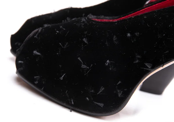 Jean Paul GAULTIER Stitch Velour Heel Open Toe Pumps K-164556_008