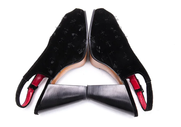 Jean Paul GAULTIER Stitch Velour Heel Open Toe Pumps K-164556_009