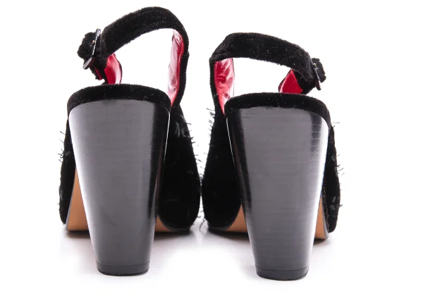 Jean Paul GAULTIER Stitch Velour Heel Open Toe Pumps K-164556_010