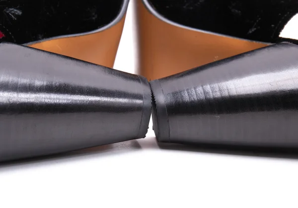 Jean Paul GAULTIER Stitch Velour Heel Open Toe Pumps K-164556_011